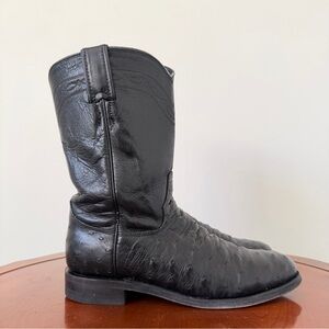 Justin Men's Exotic Ostrich Print Leather Roper Boots | US 8